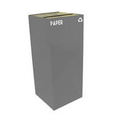  36 Gallon Geocube Indoor Recycling Container, Slot Opening with Paper & Recycle Decals, 15''W x 15''D x 36''H, Slate