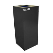  36 Gallon Geocube Indoor Recycling Container, Square Opening with Waste & Recycle Decals, 15''W x 15''D x 36''H, Charcoal