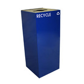  36 Gallon Geocube Indoor Recycling Container, Combo Round & Slot Opening with 2 Recycle Decals, 15''W x 15''D x 36''H, Blue