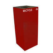  36 Gallon Geocube Indoor Recycling Container, Combo Round & Slot Opening with 2 Recycle Decals, 15''W x 15''D x 36''H, Scarlet