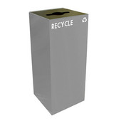  36 Gallon Geocube Indoor Recycling Container, Combo Round & Slot Opening with 2 Recycle Decals, 15''W x 15''D x 36''H, Slate