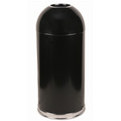  Open Top Indoor Waste Receptacle, Black with Galvanized Liner, 15 Gallon