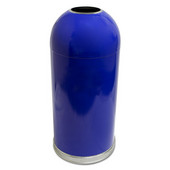  Open top dome receptacle, blue, with galvanized liner, 15''Dia x 35''H