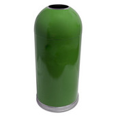  Open top dome receptacle, green, with galvanized liner, 15''Dia x 35''H