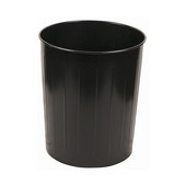  Large Round Metal Wastebasket, 16'' Dia x 18''H, Black Finish, Set of 3