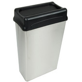  Rectangular Waste Basket With Drop Top, Stainless Steel, 22 Gal.