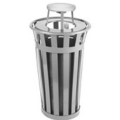  Receptacle with ash urn lid and plastic liner, silver, 22-1/2''Dia x 43-1/4''H