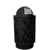  Outdoor receptacle with laser cut design, dome top, plastic liner, black, 24''Dia x 44''H