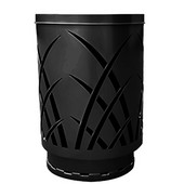  Outdoor receptacle with laser cut design, flat top, plastic liner, black, 24''Dia x 34-5/8''H